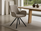 Kinsley Fabric Swivel Dining Arm Chair, Toffee - Pet Friendly Fabric
